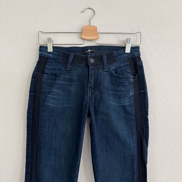 7 For All Man Kind Skinny Side Stripe Zip Pockets Jeans Size 26 - Picture 2 of 8